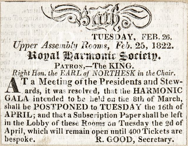 Royal Harmonic Society gala 1822