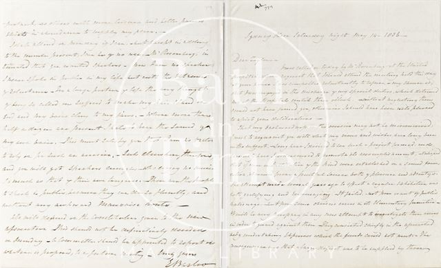 Letter to Taylor, Sydney Place, Bath 1836