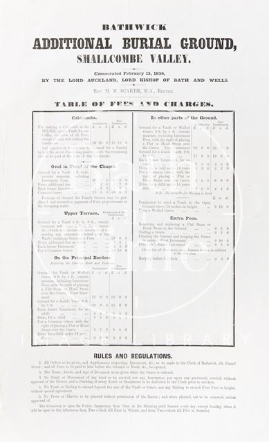 Bathwick Additional Burial Ground, Smallcombe Valley, Bath 1856