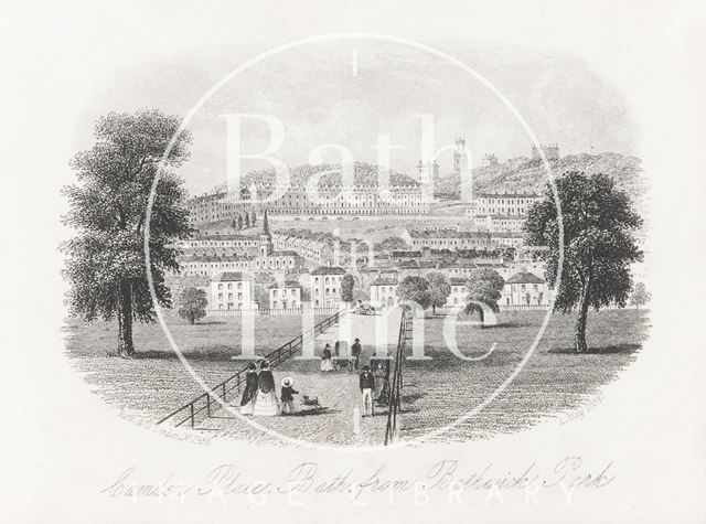 Camden Place (now Camden Crescent) from Bathwick Park, Bath 1854