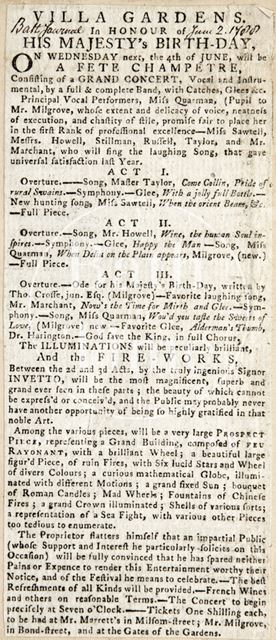 Villa Gardens in honour of His Majesty's Birthday, Bathwick, Bath 1788