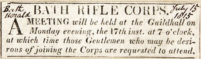 Bath Rifle Corps 1815