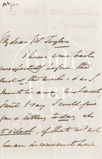 Letter to Mr. Tayler from Revd. E. Tottenham c.1838