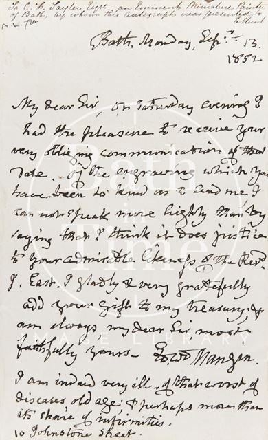 Letter to C.F. Taylor 1852