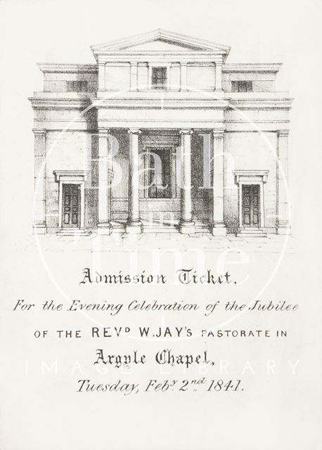 Admission Ticket, Argyle Chapel, Bath 1841