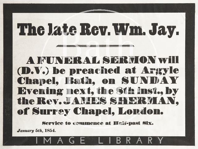 The funeral service of Revd. W. Jay 1854