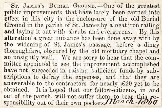 St. James's Burial Ground, Bath 1860