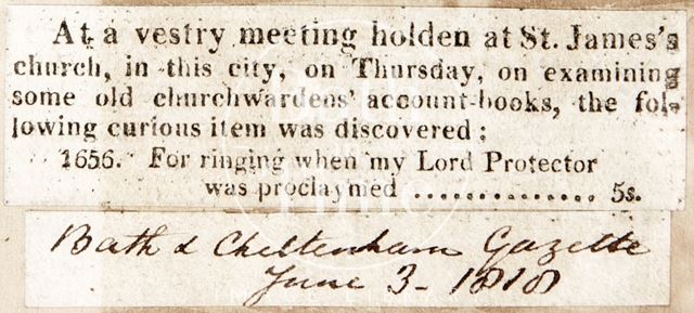 St. James's Church Vestry minutes, Bath 1818