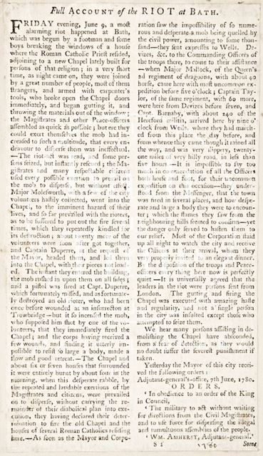 Full Account of the Riot at Bath 1780