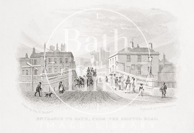 Entrance to Bath, from the Bristol Road 1829