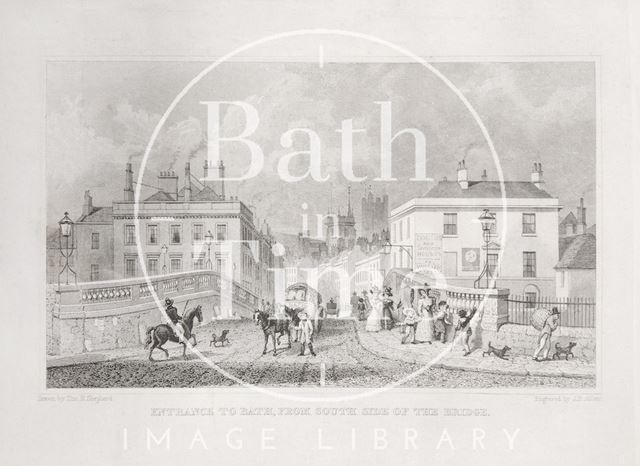 Entrance to Bath, from South side of the Bridge, Bath 1829