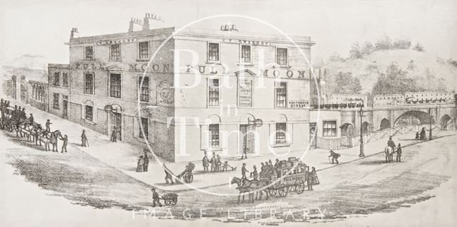 Southgate Street showing the Full Moon Hotel, Bath c.1850