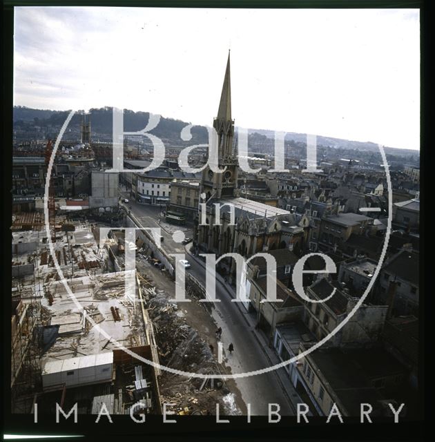 Snowdon. View from crane at the Beaufort (now Hilton) Hotel, Bath 1972