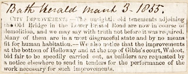 City Improvements, Lower Bristol Road, Bath 1855