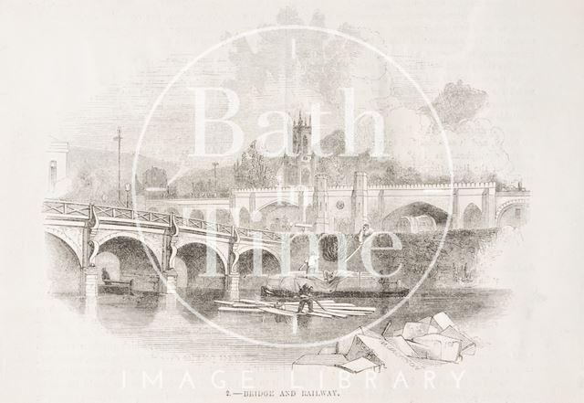 Old Bridge and Railway, Bath 1849