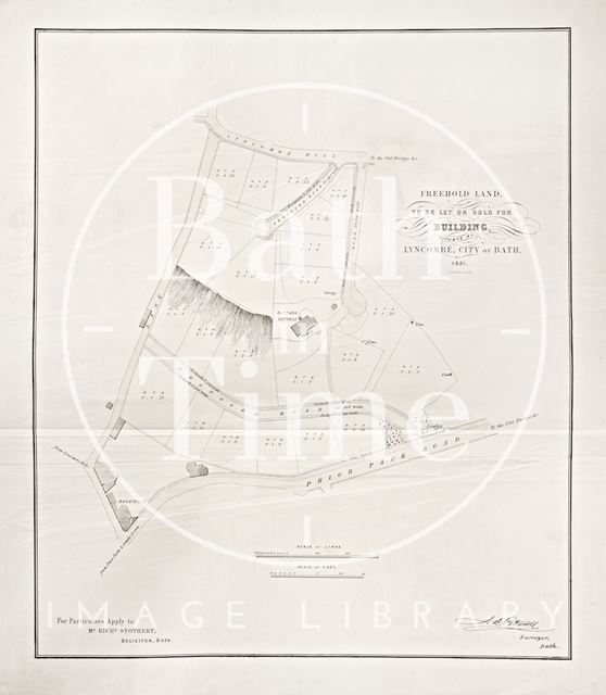 Map of Freehold Land to be Let or Sold for Building in Lyncombe, Bath 1851