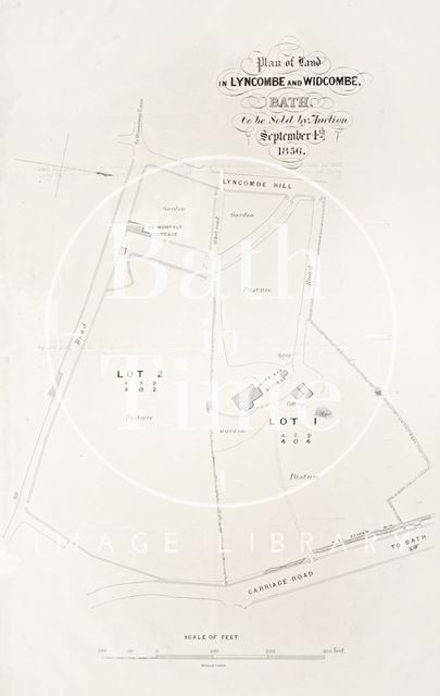 Plan of Land in Widcombe and Lyncombe in Bath to be Sold by Auction 1856