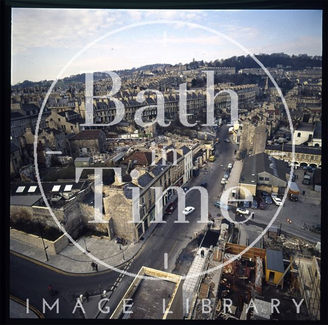 Snowdon. View from crane at the Beaufort (now Hilton) Hotel, Bath 1972