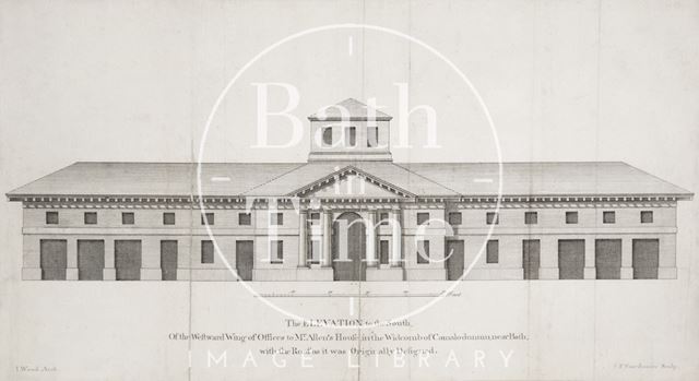 The south elevation of the westward wing of offices of Mr. Allen's House, Bath 1749