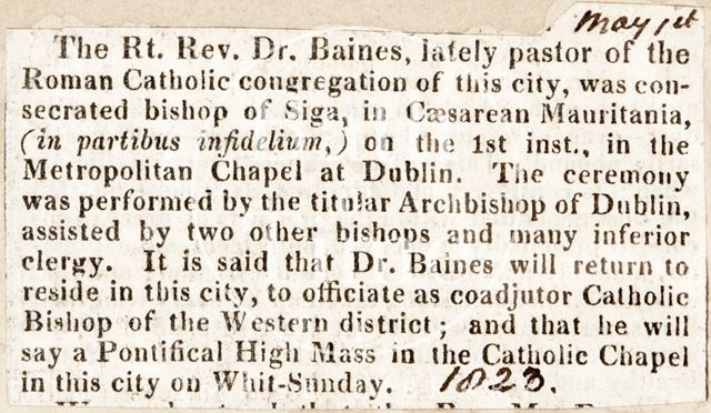 The Rt. Revd. Dr. Baines 1823