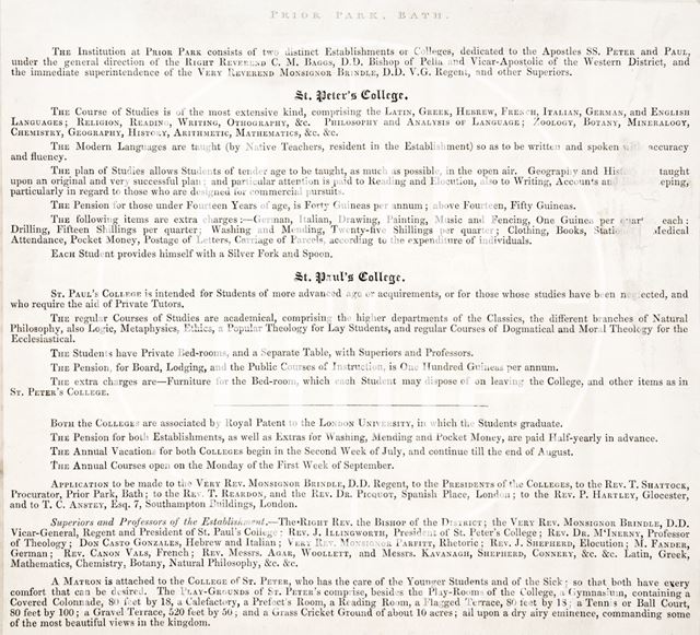 Prior Park Colleges, Bath c.1830