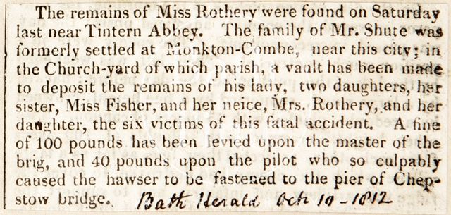 The fatal accident of Mrs. Shute and company near Tintern Abbey 1812