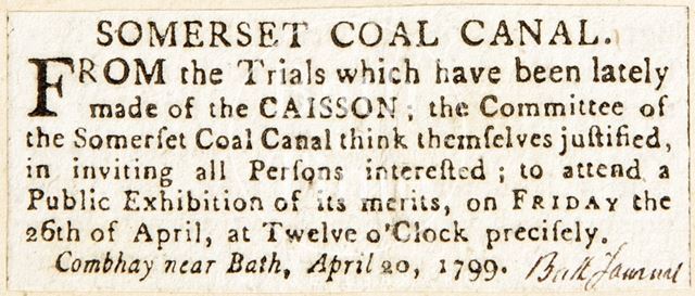 Somersetshire Coal Canal 1799