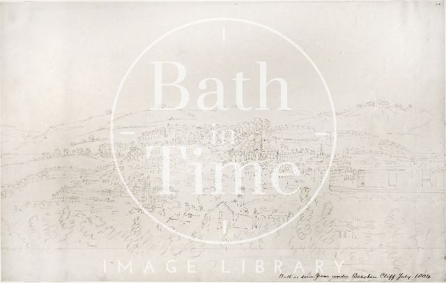 Bath as seen from under Beechen Cliff 1804