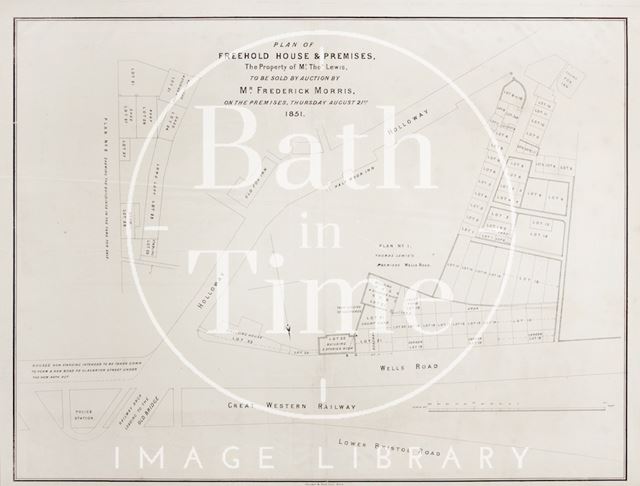 Plan of Freehold House and Premises, Wells Road, Bath 1851