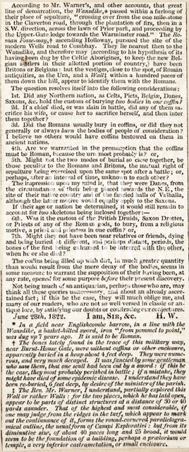 Concerning the coffins and urn found at Combe Down, Bath 1822 - continued