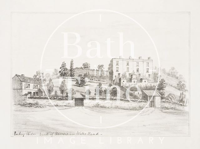 Entry Hill, back of houses in Wells Road, Bath c.1850