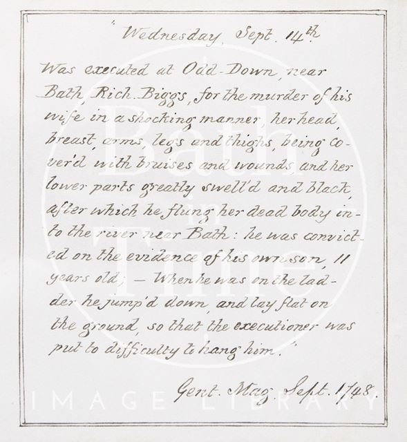 Murder of Mrs. Biggs 1748