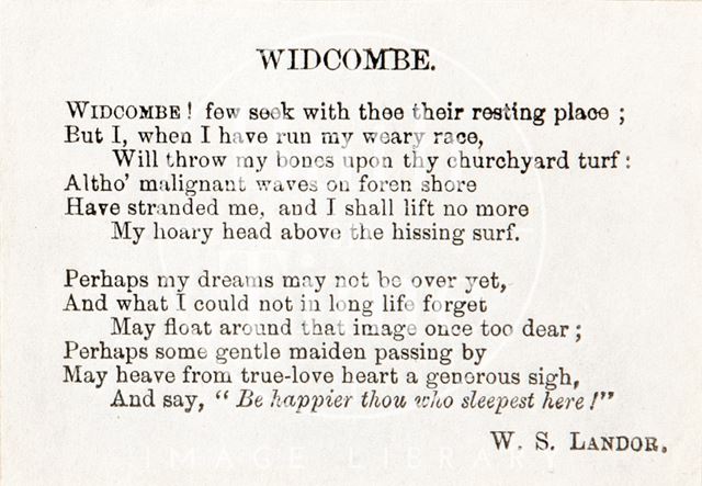 A poem entitled Widcombe, Bath c.1837-1858