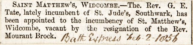 St. Matthew's Church, Widcombe, Bath 1856