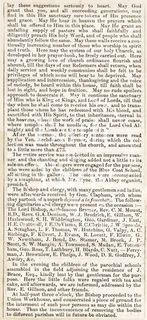 Consecration of the new church at Widcombe, Bath 1847 - continued