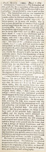 Prediction of an earthquake in Bath 1809