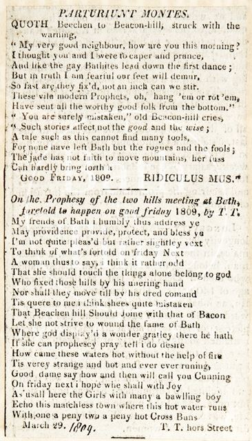 Poems concerning the predicted earthquake in Bath 1809