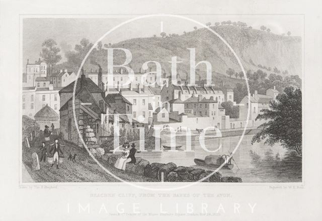 Beachen Cliff (Beechen Cliff), from the Banks of the Avon, Bath 1829