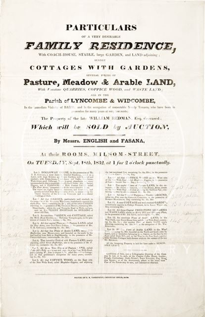 Auction of the property of the late William Redman 1832