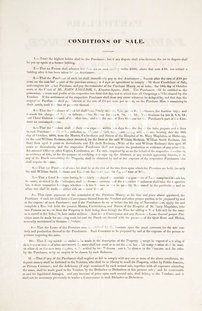 Auction of the property of the late William Redman 1832 - verso