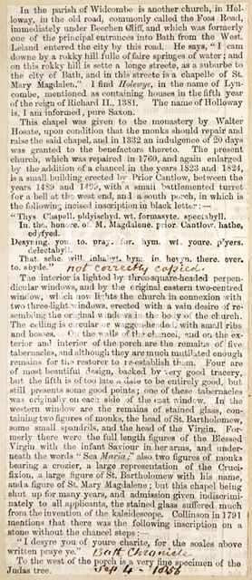 History of St. Mary Magdalen's Chapel, Bath 1856