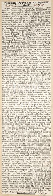 Proposed purchase of Beechen Cliff, Bath 1868