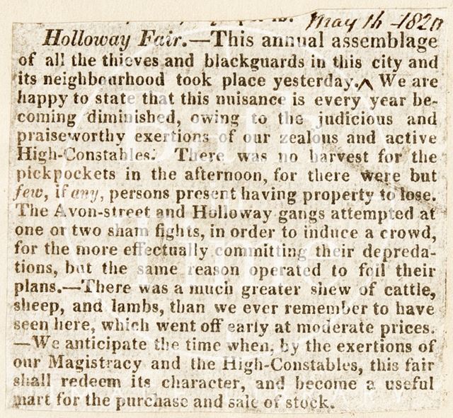 Holloway Fair, Bath 1820