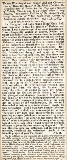 Remains of the southwest corner of Kingsmead Square, Bath 1824