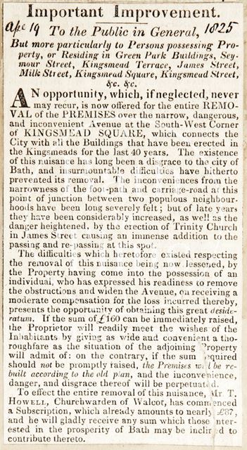 Southwest corner of Kingsmead Square, Bath 1825