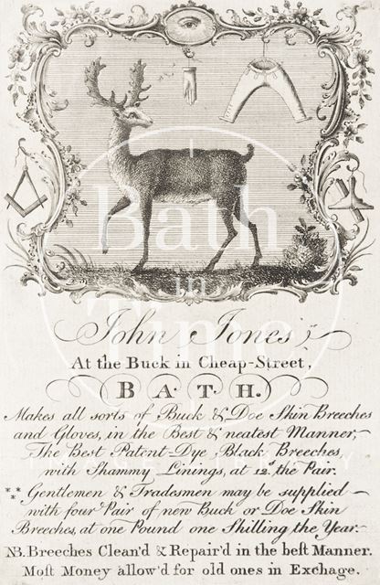 John Jones at the Buck in Cheap Street, Bath c.1760-1790