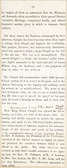 Methodist Chapel, New King Street, Bath c.1850