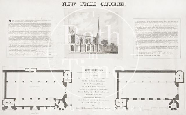 An appeal for funds for the New Free Church (Holy Trinity Church), Bath 1821