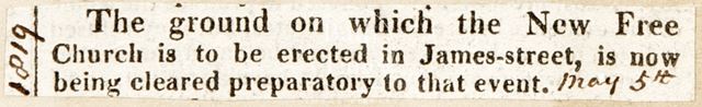 Construction of the New Free Church (Holy Trinity Church), Bath 1819