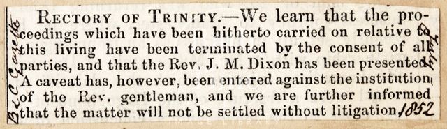 Rectory of Trinity, Bath 1852